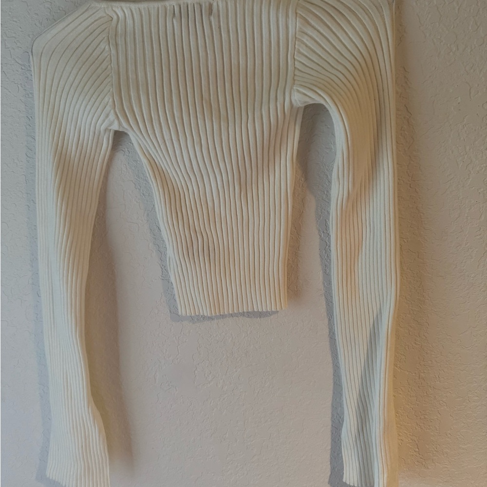 Edikted Cream Ribbed Crop Top - Picture 4 of 4